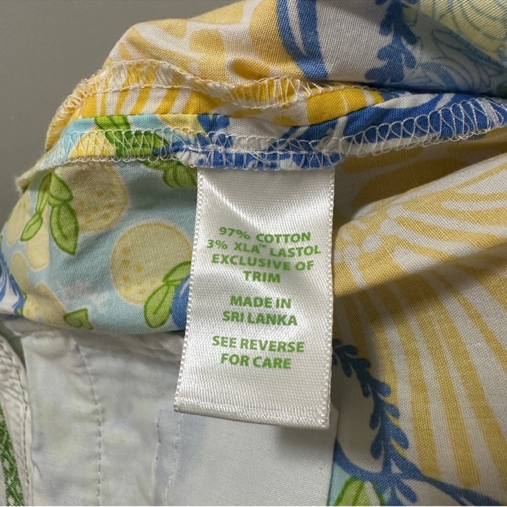Lilly Pulitzer Womens Pants Blue Yellow Monkey Lemon Cotton Blend Cropped - Picture 5 of 6